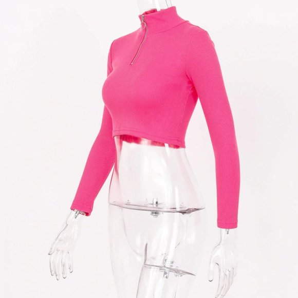 LAST Small Hot Pink Knit Lightweight Cropped Jacket Sweater - Picture 7 of 9